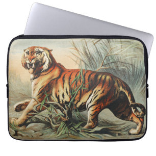 Kunstprint van vintage konings tijger Royal Bengal Laptop Sleeve