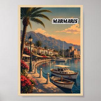 Kunstprint van vintage Marmaris Turkije reisposter Poster