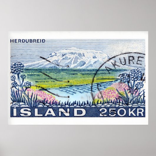 Kunstprint van vintage postzegel, berg rivier poster (Voorkant)