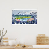 Kunstprint van vintage postzegel, berg rivier poster (Keuken)