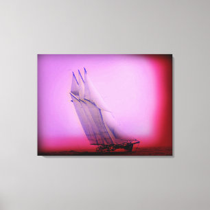 Kunstprint van vintage racejacht op canvas afdruk