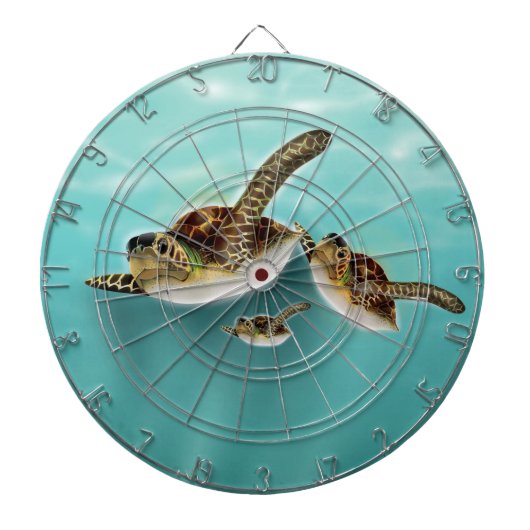 Kunstprint van zeeschildpadden. dartbord (Voorkant)