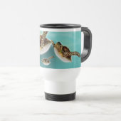 Kunstprint van zeeschildpadden. reisbeker (Voorkant rechts)