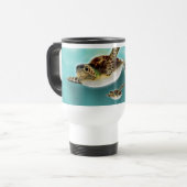 Kunstprint van zeeschildpadden. reisbeker (Voorkant links)