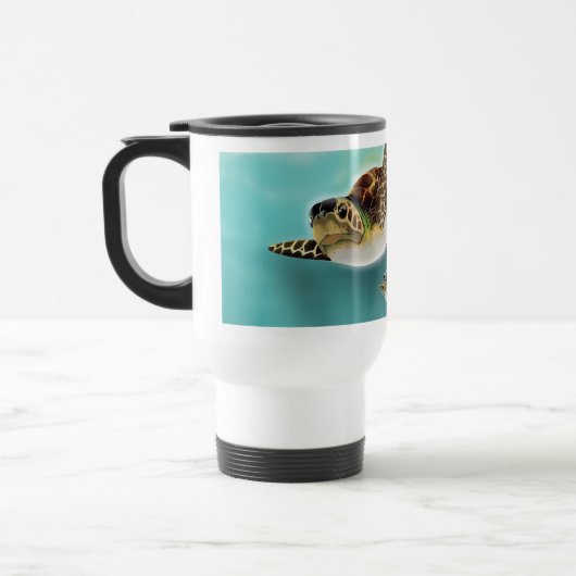 Kunstprint van zeeschildpadden. reisbeker (Links)