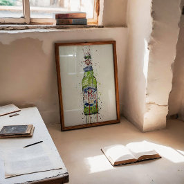 Kunstprint voor aan de muur 'Groen' van bierfles Poster