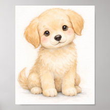 Kunstprint voor de puppykamer met Goudkleurige Ret