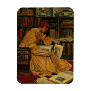 Kunstprint voor de Vintage Boekenliefhebber   Art  Magneet