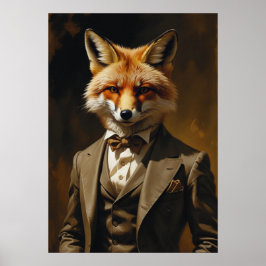 Kunstprint Vos in Pak Grappige Dieren Muurposter Poster