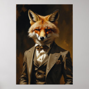 Kunstprint Vos in Pak Grappige Dieren Muurposter Poster