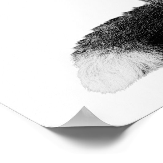 Kunstprint Vos Zwart Wit Bloemenkrans Poster (Hoek)