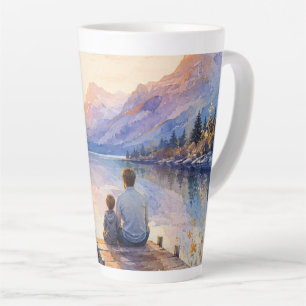Kunstprint waterverf meer vader en zoon latte mok