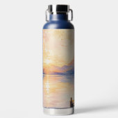 Kunstprint waterverf meer vader en zoon waterfles (Voorkant)