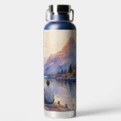 Kunstprint waterverf meer vader en zoon waterfles (Achterkant)