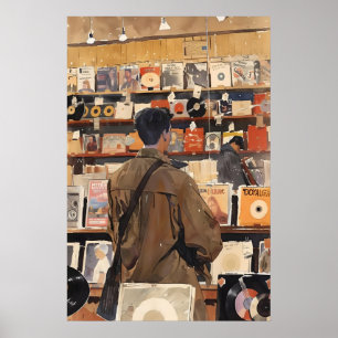Kunstprint winkel voor oude platen Muziek Liefhebb Poster