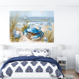 Kunstprint Zeekrab Strand Muur | Poster