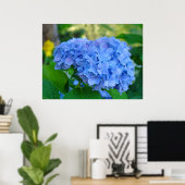 Kunstprintcadeaus Blauwe Hortensia Bloementuin Poster (Thuiskantoor)
