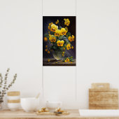 Kunstprintposter met afbeelding van gele viooltjes poster (Keuken)