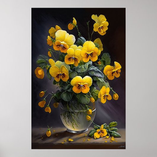 Kunstprintposter met afbeelding van gele viooltjes poster (Voorkant)