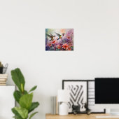 Kunstprintposter met kolibrie-schildering poster (Thuiskantoor)