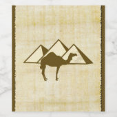 kunstpyramiden en kameel wijn etiket (Enkel label)