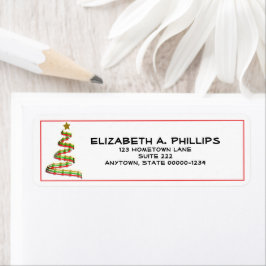 Kunstrode, groene en gouden kerstboom, aangepast etiket