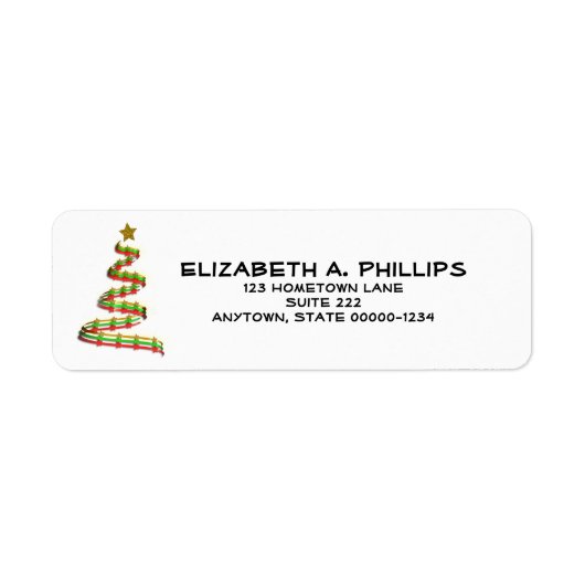 Kunstrode, groene en gouden kerstboom, aangepast etiket (Voorkant)