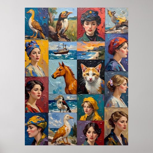 Kunstrooster met meerdere panelen poster (Voorkant)