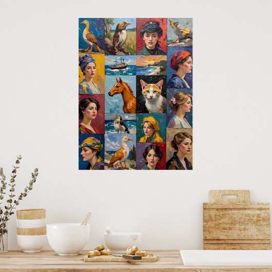 Kunstrooster met meerdere panelen poster (Keuken)