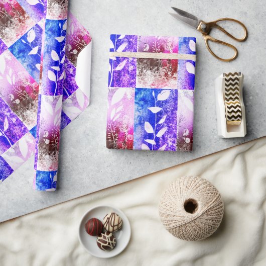 Kunstroze blauw vertakte bladeren Abstract patroon Cadeaupapier (Crafts)