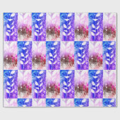 Kunstroze blauw vertakte bladeren Abstract patroon Cadeaupapier (Vlak)
