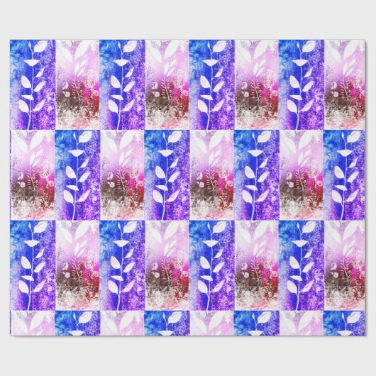 Kunstroze blauw vertakte bladeren Abstract patroon Cadeaupapier (Vlak)