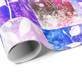 Kunstroze blauw vertakte bladeren Abstract patroon Cadeaupapier (Rol Hoek)