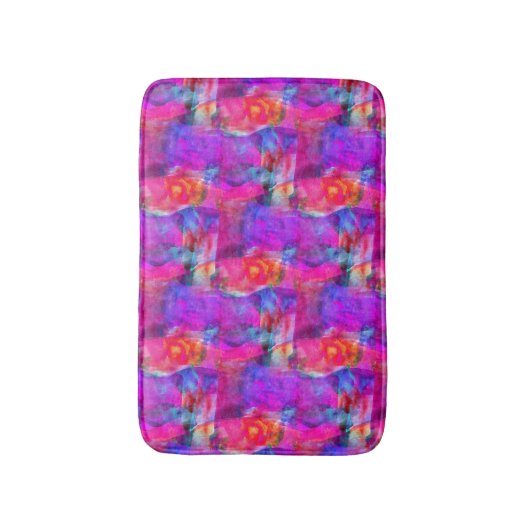 Kunstroze, blauwe, rode textuurachtergrond badmat (Voorkant Verticaal)