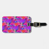 Kunstroze, blauwe, rode textuurachtergrond bagagelabel (Voorkant horizontaal)