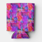 Kunstroze, blauwe, rode textuurachtergrond blikjeskoeler (Voorkant)