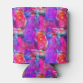 Kunstroze, blauwe, rode textuurachtergrond blikjeskoeler (Achterkant)