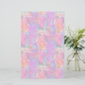 Kunstroze, blauwe, rode textuurachtergrond briefpapier (Staand voorkant)