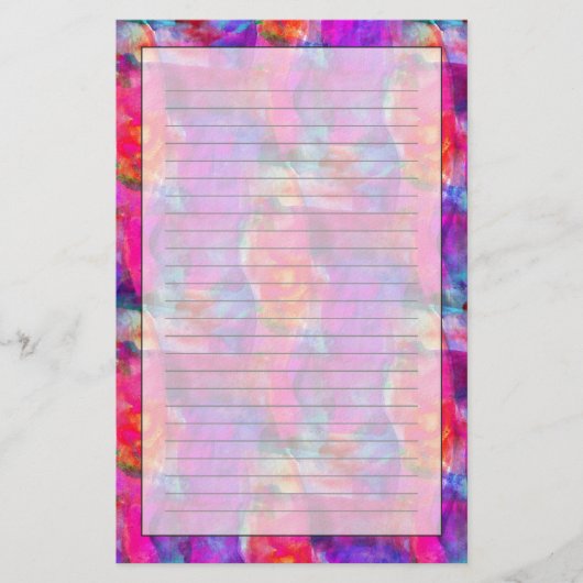 Kunstroze, blauwe, rode textuurachtergrond briefpapier (Voorkant)