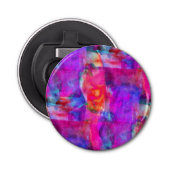 Kunstroze, blauwe, rode textuurachtergrond button flesopener (Voorkant)