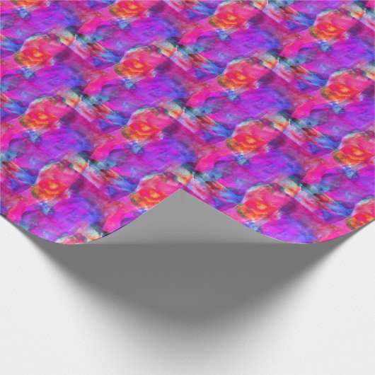 Kunstroze, blauwe, rode textuurachtergrond cadeaupapier (Hoek)