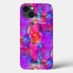 Kunstroze, blauwe, rode textuurachtergrond iPhone 13 hoesje