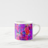 Kunstroze, blauwe, rode textuurachtergrond espresso kop (Rechts)