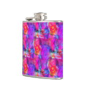 Kunstroze, blauwe, rode textuurachtergrond heupfles (Links)