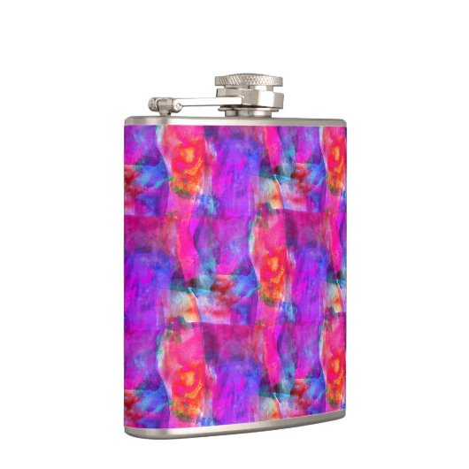 Kunstroze, blauwe, rode textuurachtergrond heupfles (Rechts)