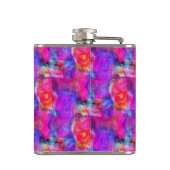 Kunstroze, blauwe, rode textuurachtergrond heupfles (Achterkant)