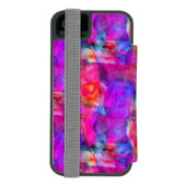 Kunstroze, blauwe, rode textuurachtergrond incipio iPhone portemonnee hoesje (Agenda Achterkant)