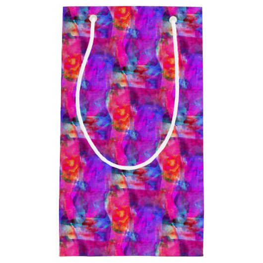 Kunstroze, blauwe, rode textuurachtergrond klein cadeauzakje (Voorkant)