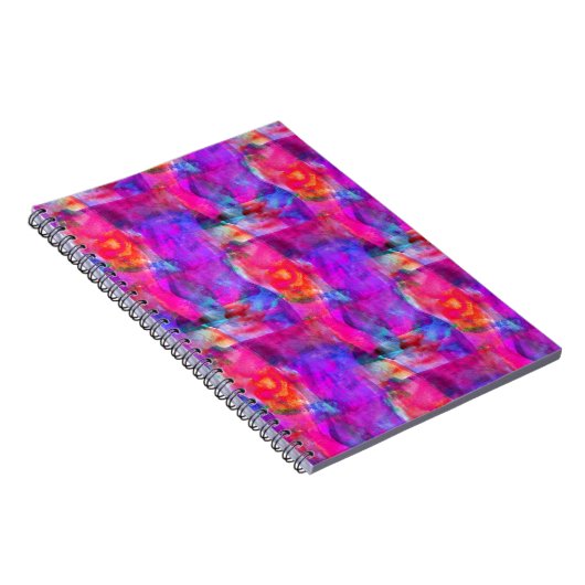 Kunstroze, blauwe, rode textuurachtergrond notitieboek (Rechterzijde)