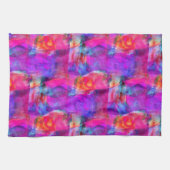 Kunstroze, blauwe, rode textuurachtergrond theedoek (Horizontaal)